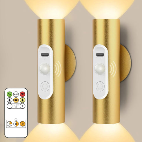 Battery Operated Wall Sconce Set of 2, Magnetic Stick on Wall Lights