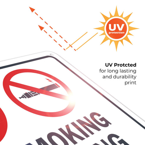 No Smoking No Vaping Sign - 10x7 Inches, Rust Free Aluminum, Fade Resistant, Made in USA