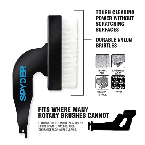 Pack Spyder Nylon Scrubbing Brush Attachment for Reciprocating Saw, of Five Brushes
