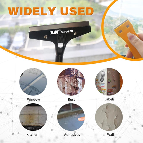 2-pack Set 23 XW Heavy Duty Wide Razor Blade Scraper with Push-assist & Plastic Blade Scraper with Extra pcs