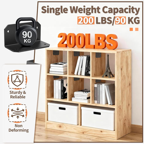SecureLatch 4 Inch 90 4"2"2" (Black-4PCS) Heavy Duty Galvanized L Bracket, Degree Angle Bracket for Wood, Metal Corner