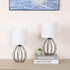 Set 2 Small Table Lamp of Black, Bedside Lamps with Metal Cage & Linen Lampshade, Cute Desk Lamps for Nightstand