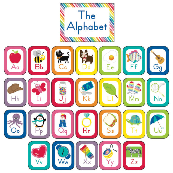 Schoolgirl Style Just Teach Decorative Alphabet Cards Bulletin Board Set (110392), Multi