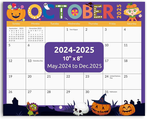 Magnetic Calendar for Refrigerator, 8'' x 10'' Fridge Calendar from May 2024 to December 2025, 20 Months Calendar for