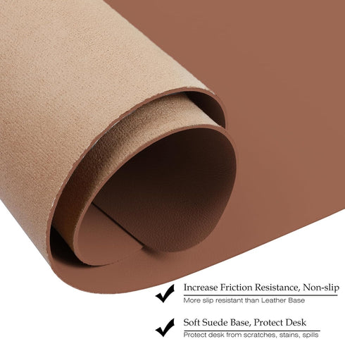 Boutilon XXXL-Brown Leather Desk Pad, 47"x 24" Large Waterproof Business Desk Mat for Keyboard and Mouse