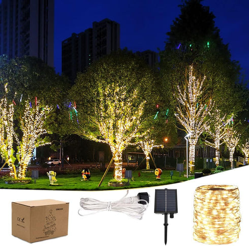 Solar String Lights Outdoor, 100FT 300 LEDs Waterproof Fairy Lights, 8 Modes for Patio Gardens Backyard Wedding