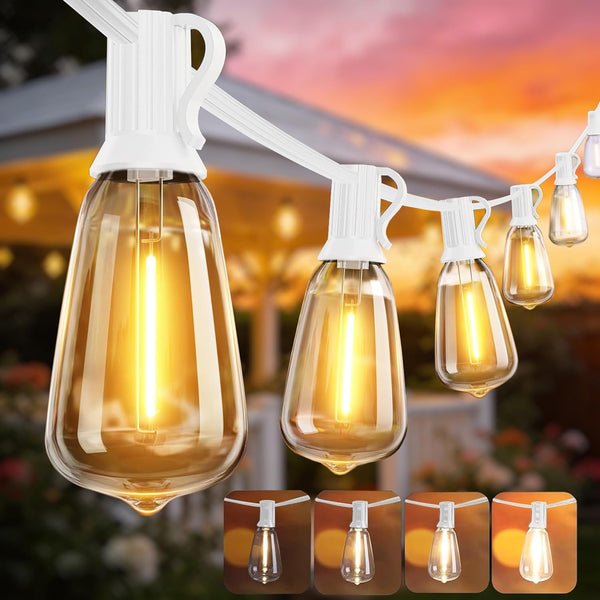 DAMAING Outdoor String Lights 50FT Waterproof,LED Patio Lights Dimmable with 27 Bright