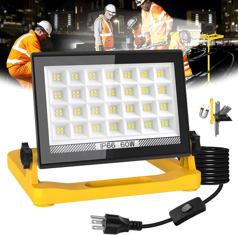 T-SUNiceM LED Work Light, 60W 6000LM Work Lights on StandLED Flood Light