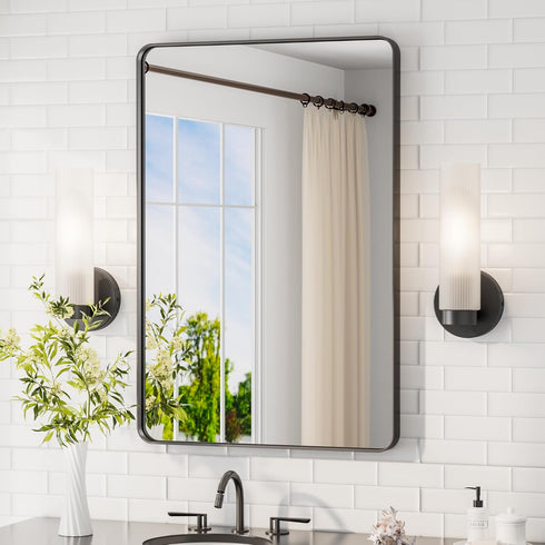 TETOTE Black Wall Sconce Modern Bathroom Wall Light Fixtures Farmhouse Wall Lights with Frosted Glass Shade for Mirror