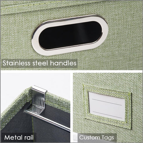 PRANDOM File Organizer Box, Set of 1 Collapsible Decorative Linen Filing Storage, Hanging File Folders with Lids