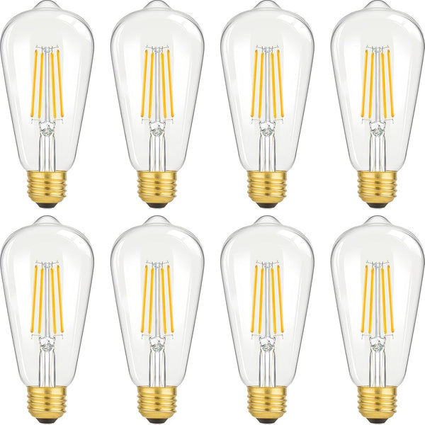 LED Light Bulbs 8W Edison Bulbs 100 Watt Equivalent, Vintage ST64 LED