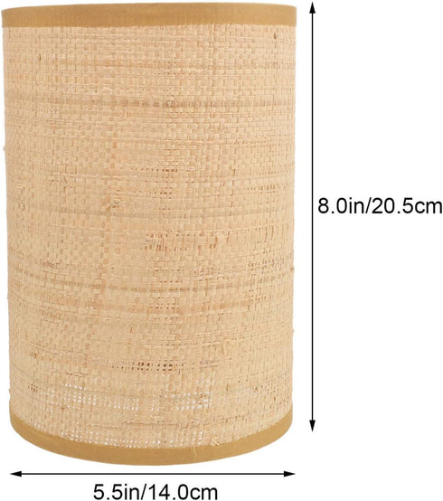 8.07X5.51X5.51In E14 E27 Kichvoe Rattan Woven Lamp Shade for Table and Floor Lamps Rustic Drum Design Unique Lampshades