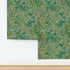 Commercial 1900S Grade Wallpaper Swatch - Green Leaves Mint Plants Gardening Peas Herbs Nasturtium Gardener Rosemary