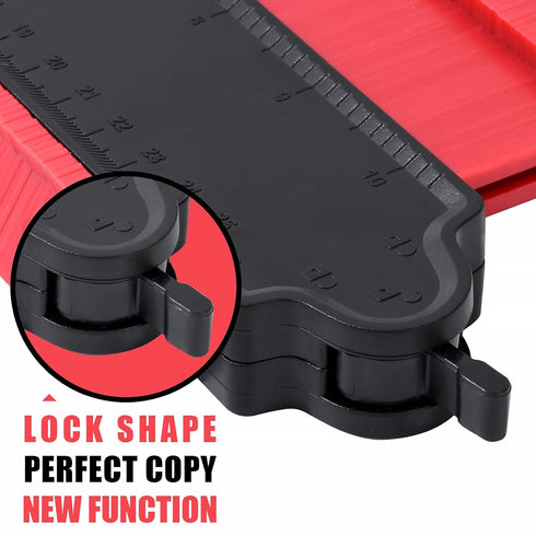 10" Adjustable Contour Duplication Gauge - Copy Irregular Shape for Woodworking, DIY Handyman Tool (RED)