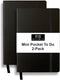 RICCO BELLO Mini Pocket To Do List Notebook, 2-Pack, Soft Faux Leather Cover, Undated, 3.75 x 5.6 inches, Black