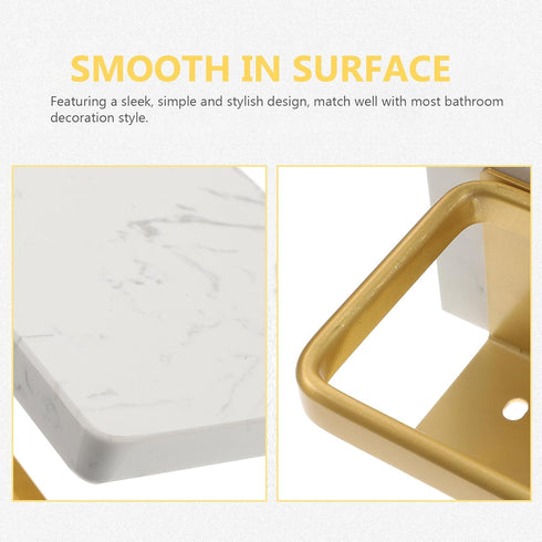 LOORGVEL Marble Toilet Paper Roll Holder Wall Mount with Storage Shelf for Bathroom and Washroom Organizing