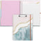 Rimilak Spiral Clipboard Folio, 14.5 x 9.8 Inch, Refillable Lined Notepad, Cute Stylish Clipfolio, Pink Gold Marble
