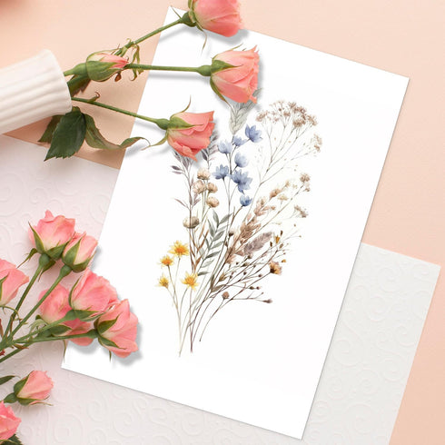 WEIZHEN 20-Pack 4x6 Watercolor Wildflowers Blank Greeting Cards with Envelopes - Blank Cards for Personalized Messages