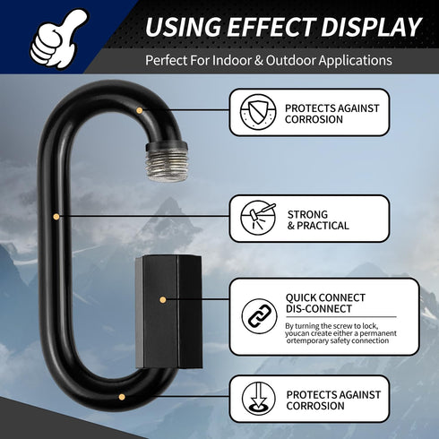 1.46" Chain Quick Links, 10 Pcs 1/8" Marine Grade Screw Chain Links, Large Opening Chain Connector with 175 Lbs Capacity