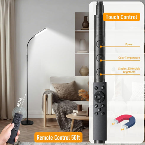 18W 1800LM Dimmable marctronic Floor Lamp, Super Bright LED Floor Lamp with Remote & Works with Smart Plug, Timing Eye