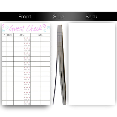 Generic (3) Steakhouse Guest Check Server Note Pads, Waitress Server Pad with Steak Temperatures, Premium Server Book