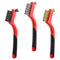 3Pcs Mini Wire Brush Set with Stainless Steel, Brass, Nylon Bristles, Curved Handle for Deep Cleaning Rust, Dirt &