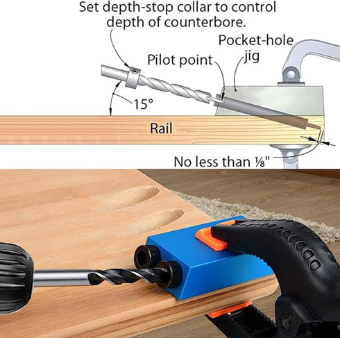 Pocket Hole Jig 14Pcs Kit - Woodwork Guides Joint Angle Tool for Carpentry and Joinery