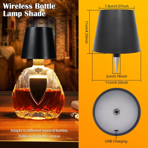 2PCS 3 Dimming, Wireless Bottle Lamp,Metal Wine Bottle Light with Color Light Waterproof Bottle Touch Lamp Head