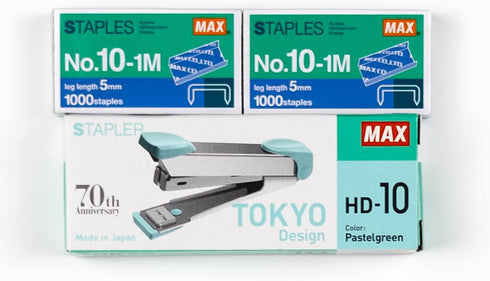 Max HD-10 Stapler Set with 2 Boxes (2000) Staples, Staple Up to 15 Sheets of Normal Paper