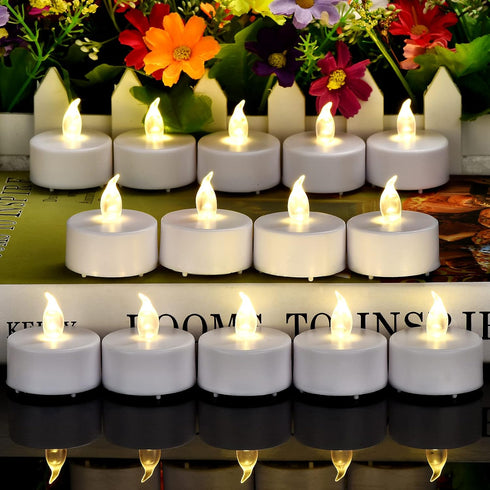 24 Pack Battery Operated Tea Lights Candles: Realistic and Bright Flickering Holiday Gift Flameless Candles LED
