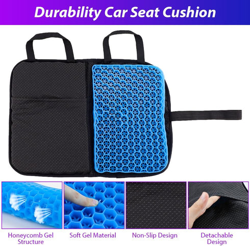 Gel Seat Cushion, Portable Car Seat Cushion for Pressure Relief, Thick Travel Cushions for Office Chair, Car, Kayak
