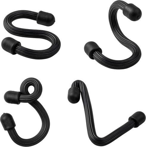 Nite Ize Gear Tie Bendable S-Hook - Utility S-Hook for Hanging, Tough Rubber Shell with Flexible Wire, Black (4 Pack)