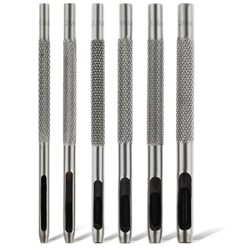 Xinjoduz Hollow Leather Hole Punch Set (1.5mm-4mm) with 6PCS Stainless Steel Tool Metal