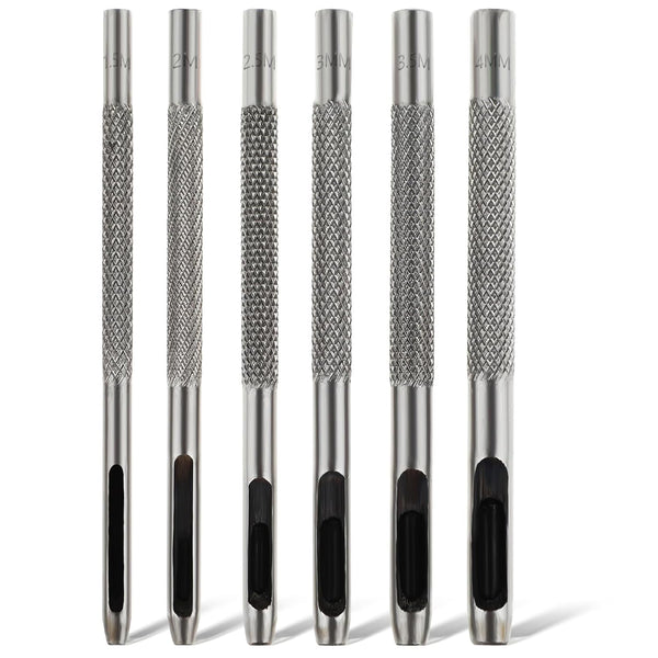 Xinjoduz Hollow Leather Hole Punch Set (1.5mm-4mm) with 6PCS Stainless Steel Tool Metal