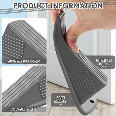 Frienda 12 Pcs Jumbo Door Stoppers, Heavy Duty 2 Inch Rubber Wedge for Hotel, Carpet, Hardwood, Concrete, Tile (Gray)