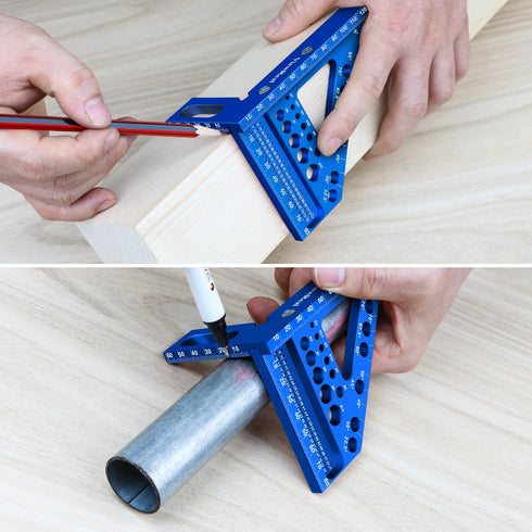 Aluminum Carpenter Square with 3D Multi-Angle Layout Measuring Ruler for Woodworking, Compact Tool