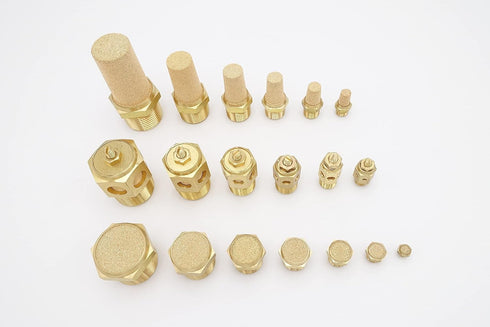 Pneumatic Air Muffler, Sintered Bronze Brass Filter 1/4" Male NPT Noise Reduce Air Solenoid Valve Silencer