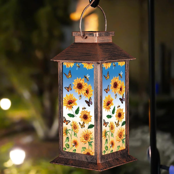 Solar Lantern Outdoor Waterproof Sunflower Butterfly Garden Decor Birthday Gifts for Women