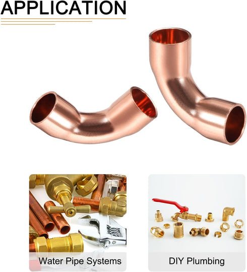 5/16 Inch Copper Pipe Fitting 90 Degree Elbow Adapter, 5 Pack for Water Pipe System, Copper Tone