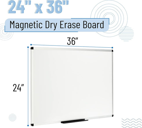 Mr. Pen Magnetic Dry Erase Board, 24x36 Inches, Large White Board for Wall, Magnetic Dry Erase Board
