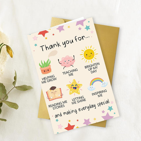 OJsensai Cute Teacher Thank You Card, Best Appreciation Gifts for Daycare Preschool Teacher, Thank You for Helping Me