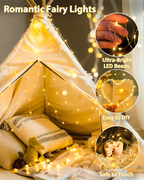 4 Pack 60 20FT LED Fairy Lights Battery Operated with Timer, Waterproof Twinkle Lights Indoor Outdoor, Cuttable String