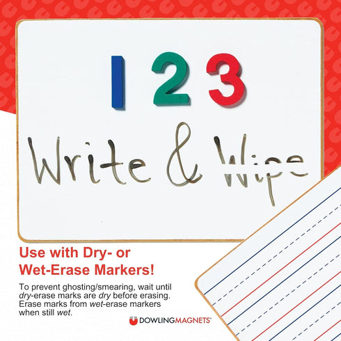Dowling Magnets Double-sided Magnetic Dry-Erase Board, 12"L x 8.75"W, Set of 5 for Kids