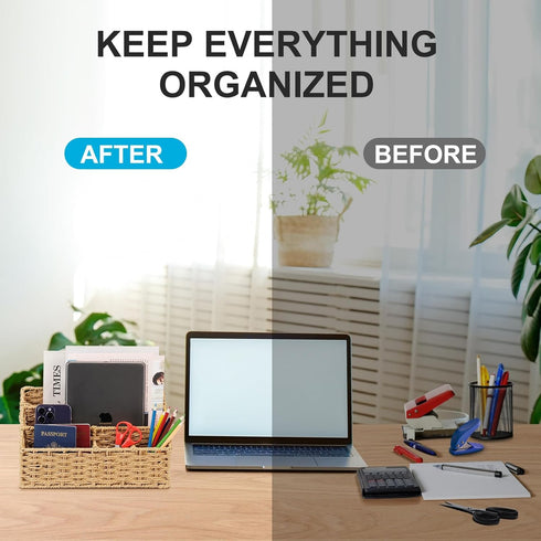 Woven Mail Organizer for Desktop Countertop, Mail Holder Sorter Storage Basket for Bills, Letters