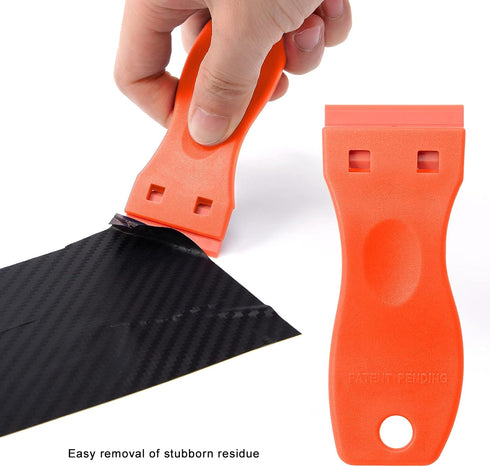 FOSHIO 2PCS Orange Plastic Razor Blade Scraper Tool with 100PCS Blades for Sticker and Adhesive Removal