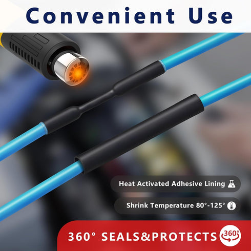 3/8inch Heat Shrink Tubing, 16.4 Ft Dual Wall Adhesive Lined, Waterproof Marine Electrical Industrial Automotive