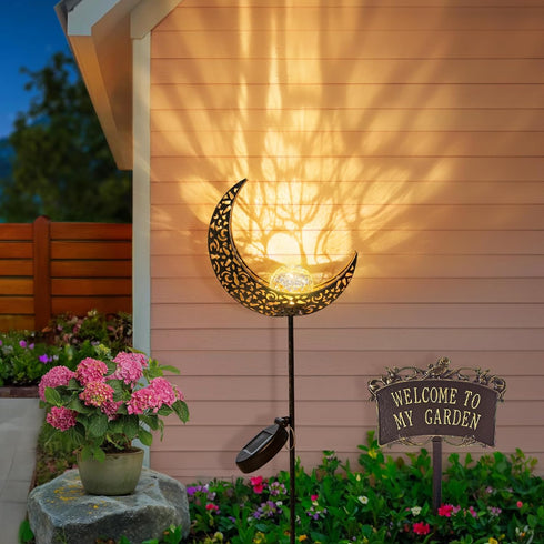 Homeimpro Moon Solar Lights Outdoor Garden Decor Gifts for Mom Women,Waterproof Stakes Yard Decorations for Lawn, Patio