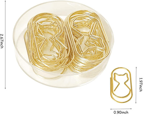 Gold Large Paper Clips, Jumbo Wide Cat 2 Inch, 20 Pcs, Fat Rustproof Smooth Wire Clips for School Office