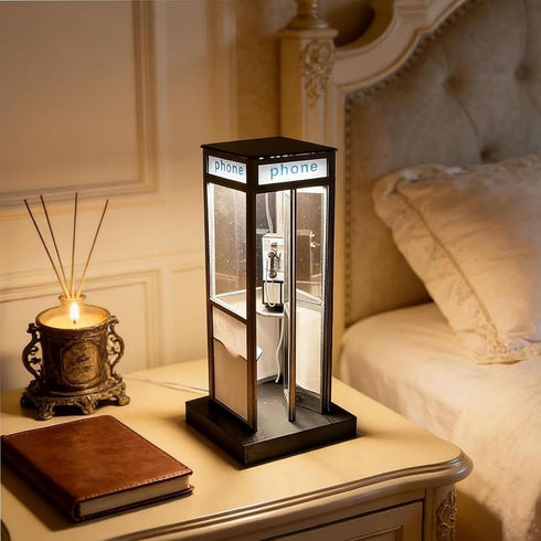 Generic (1pcs) Retro Vintage Tall Phonebooth Lamp, Retro British Phone Booth Floor Lamp, Classic Telephone Booth Table