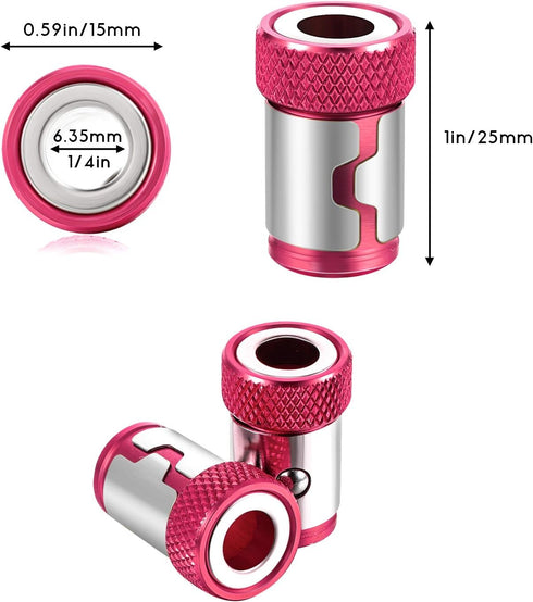 5 Pieces Magnetic Screw Ring Bit Magnetizer, Removable for 1/4 Inch/6.35 mm Hex Screwdriver and Power Bits